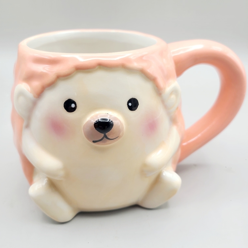 Modern Expressions Cute Hedgehog Peach Colored Mug with Handle
